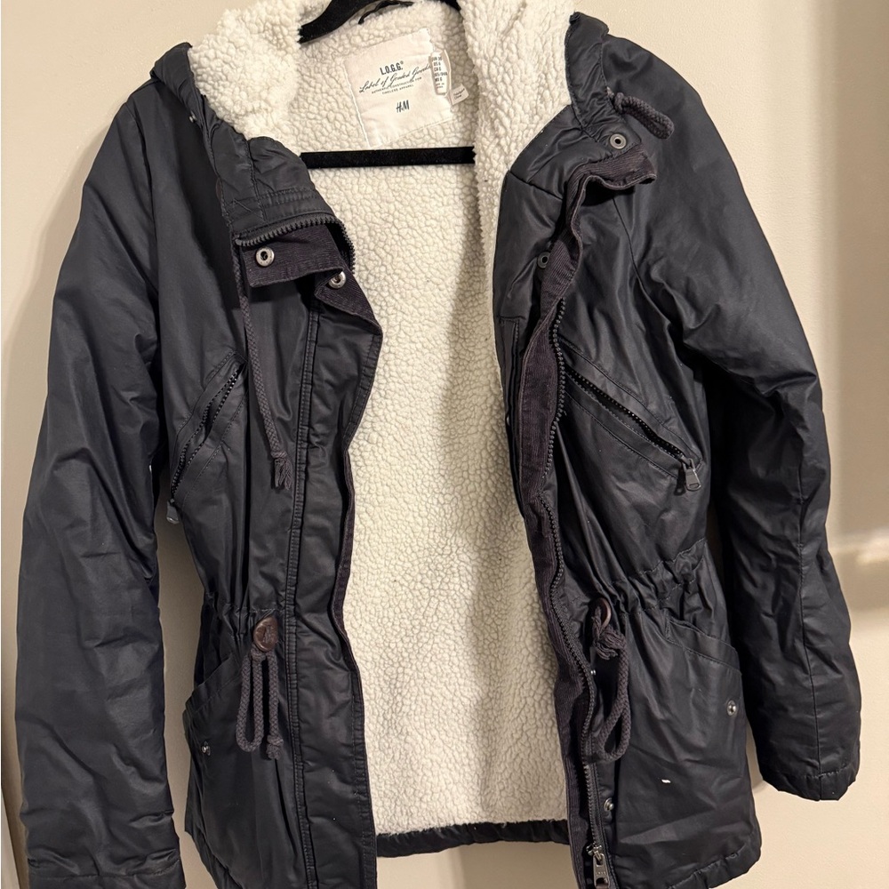 H&M Black Utility Jacket with White Lining